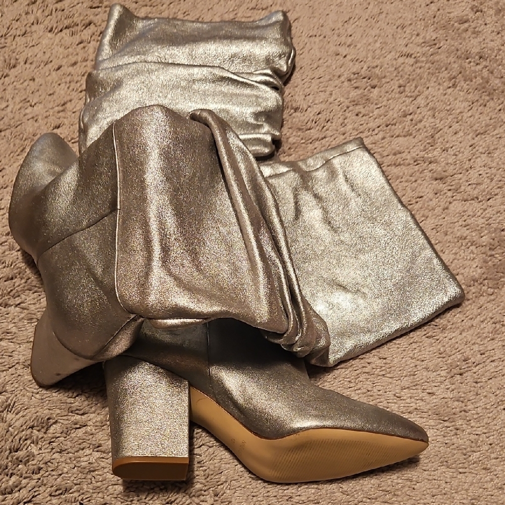 Nine West Metallic Silver Heeled Boots